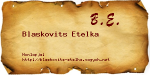 Blaskovits Etelka névjegykártya